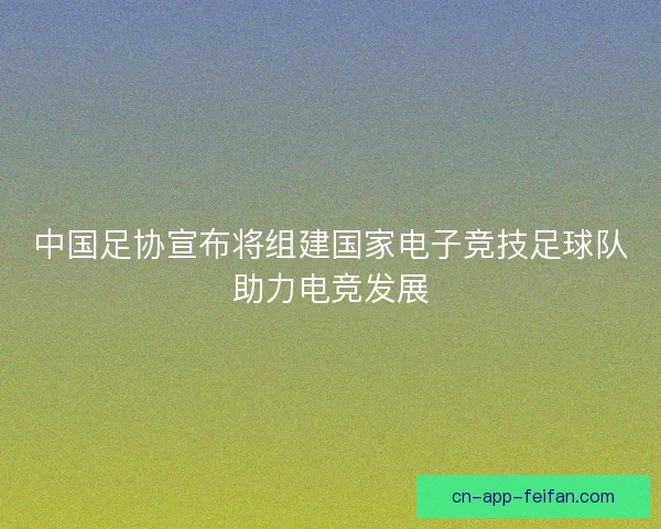 中国足协宣布将组建国家电子竞技足球队助力电竞发展