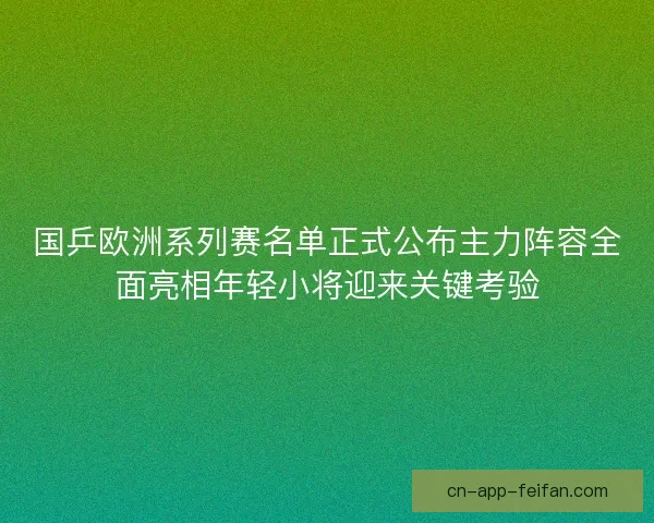 国乒欧洲系列赛名单正式公布主力阵容全面亮相年轻小将迎来关键考验